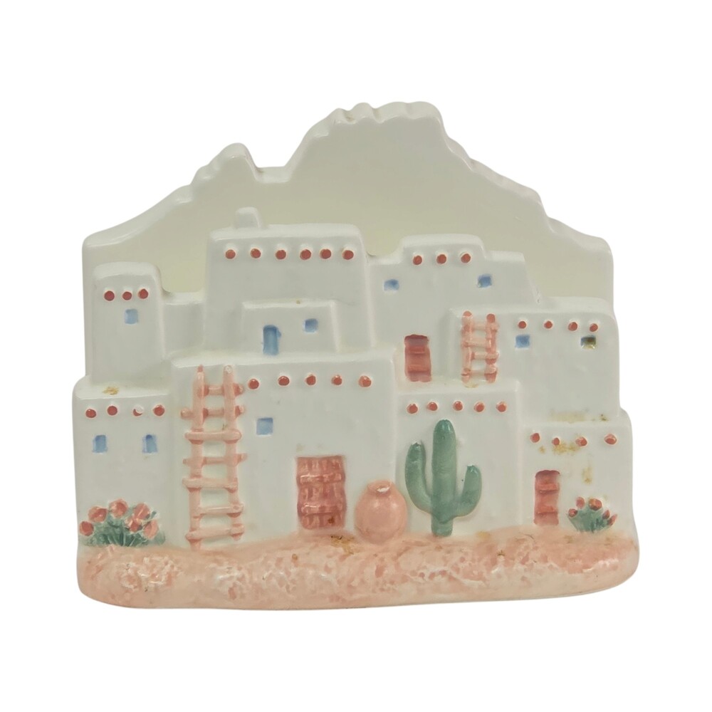 VTG Otagiri FIGI Adobe Pueblo Napkin Holder 5.2in Southwest Cactus Ladder EUC